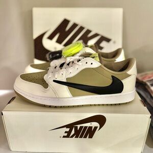 Nike Jordan 1 low Travis Scott Golf Men's 11 in White and Olive *reproduction
